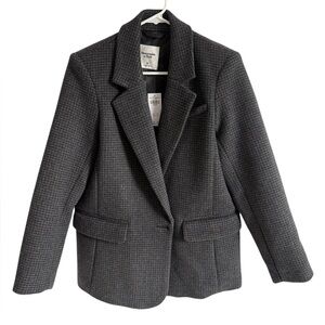 NEW Abercrombie and Fitch Oversized Wool Blend Plaid Jacket, Size Medium